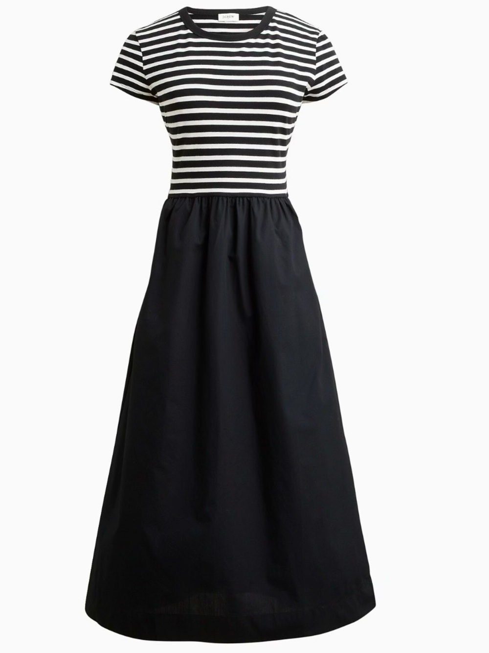 NEW Size M J. Crew Black White Striped Mixy Short Sleeve Twofer Frenchy Dress